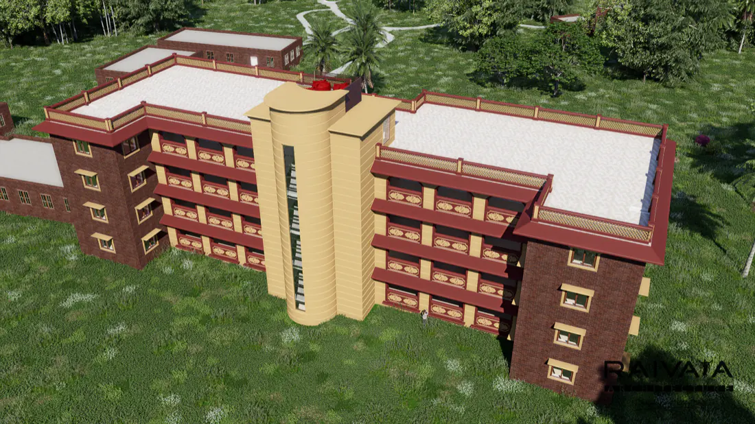 Architectural render of a new residential block planned for the Dham