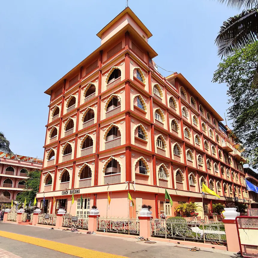 A multi-storey arcaded residential building for devotees in Mayapur